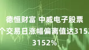 德恒财富 中威电子股票三个交易日涨幅偏离值达3152%